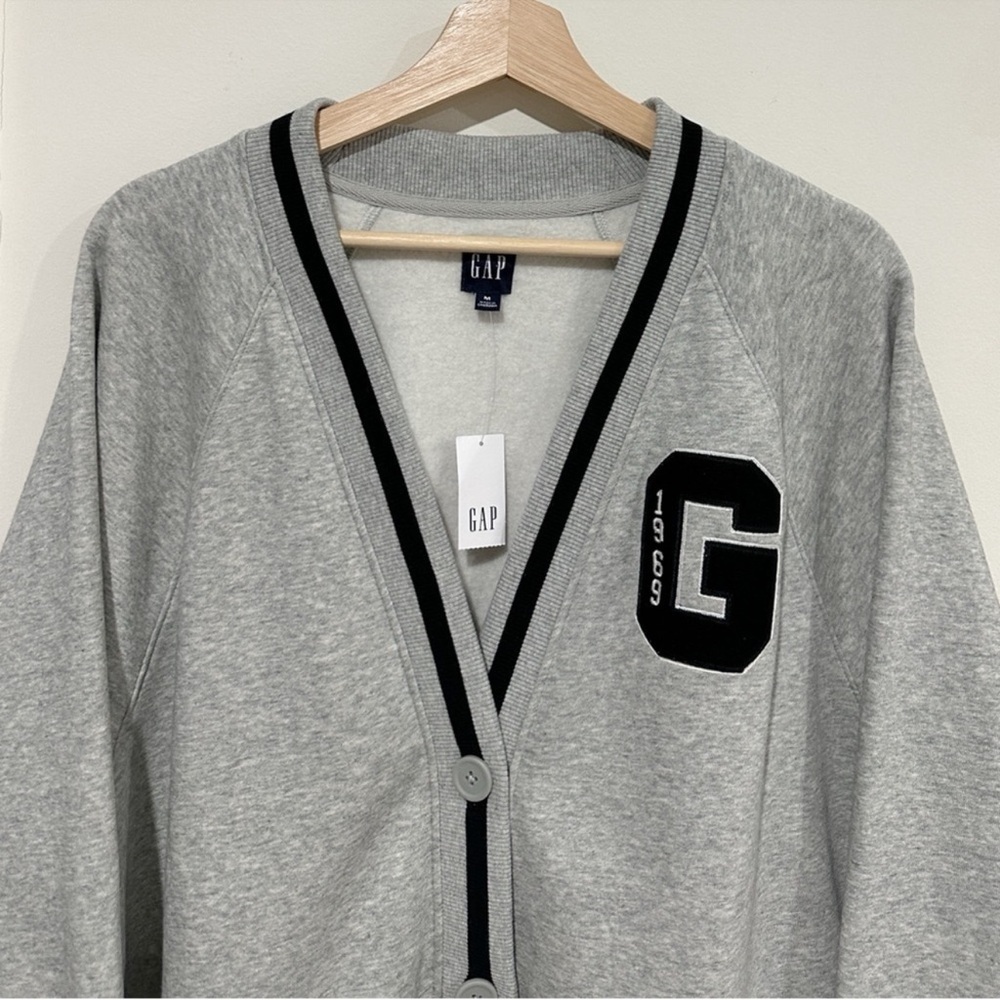 GAP Letterman's V Neck Button Down Sweatshirt - Picture 2 of 7